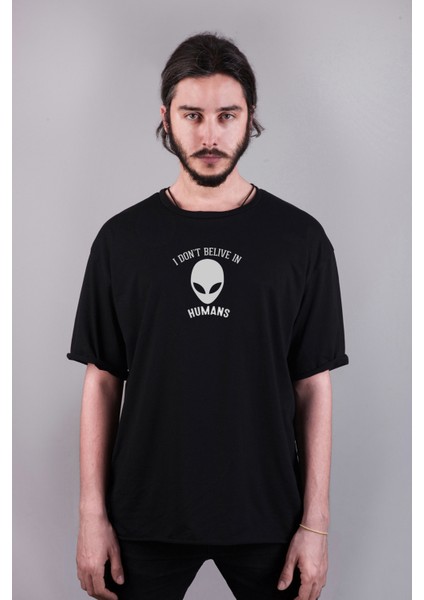 Uzaylı Alien Özel Tasarım Baskılı Oversize Unisex Tişört