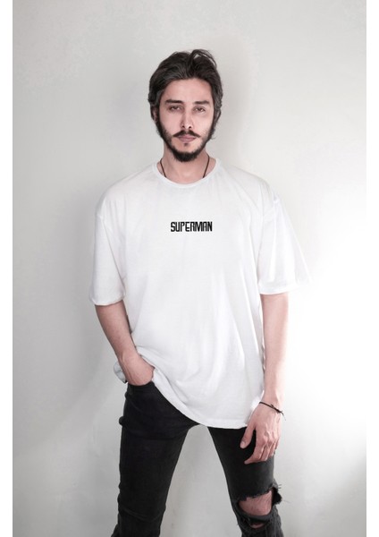 Superman Süpermen Çift Taraf Özel Tasarım Baskılı Oversize Unisex Tişört fiyatları