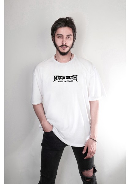 Megadeth Rust In Peace Yazılı Özel Tasarım Baskılı Oversize Unisex Tişört