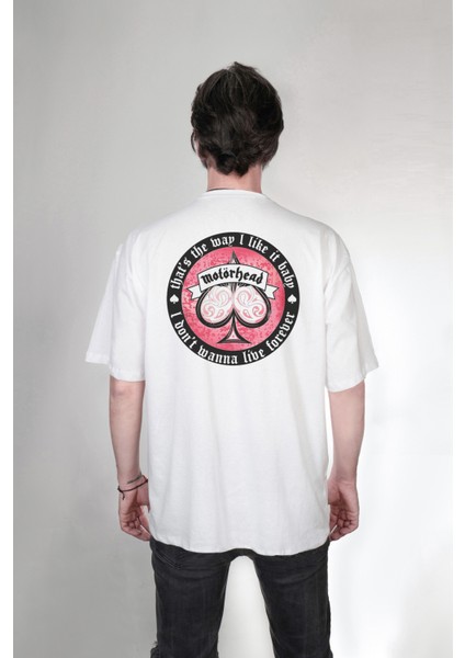 Motörhead Lemmy Ace Of Spades Çift Taraf Özel Tasarım Baskılı Oversize Unisex Tişört