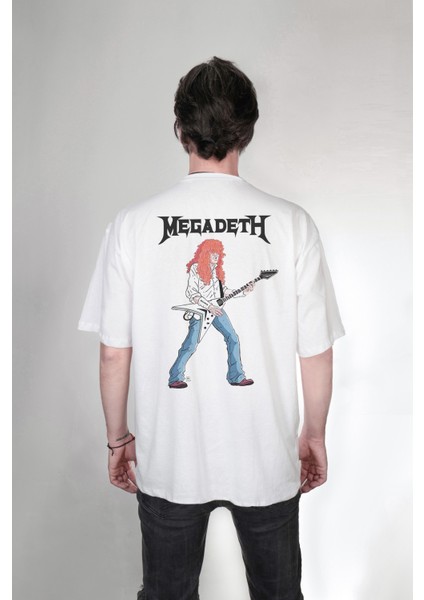 Megadeth Dave Mustaine Ön Sırt Özel Tasarım Baskılı Oversize Unisex Tişört