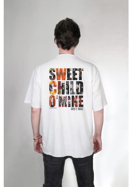 Guns N Roses Sweet Child Çift Taraf Baskılı Yazılı Özel Tasarım Oversize Unisex Tişört