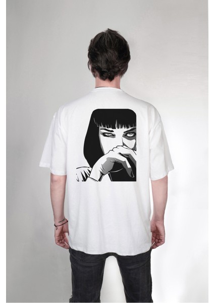 Pulp Fiction Mia Wallace Özel Tasarım Baskılı Oversize Unisex Tişört