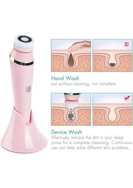 4 In 1 Yüz Temizleme Fırçası Şarj Edilebilir Elektrikli Su Geçirmez Spin Sonic Peeling Yüz Scrubber Fırça Kiti Cilt Bakım Makinesi | Elektrikli Yüz Temizleme Cihazları