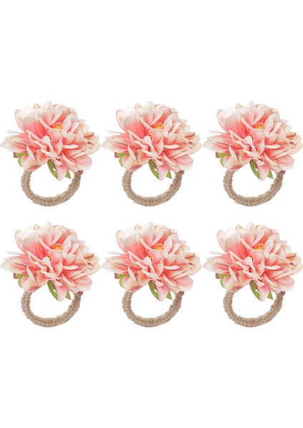 6 Adet Çiçek Şeklinde Peçete Tutucu Tatil Düğün Yemek Masası Accent Pink