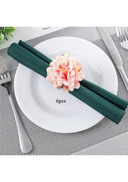 6 Adet Çiçek Şeklinde Peçete Tutucu Tatil Düğün Yemek Masası Accent Pink