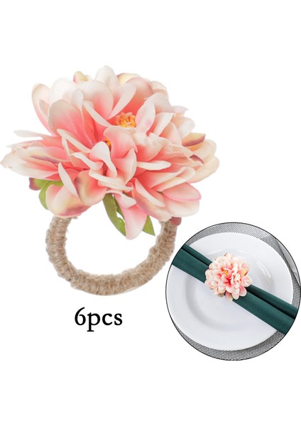 6 Adet Çiçek Şeklinde Peçete Tutucu Tatil Düğün Yemek Masası Accent Pink