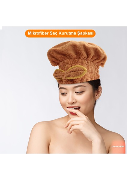 Turuncukoli Mikrofiber Saç Kurutma Şapkası / Süper Emici Yay Havlu solmaya Dayanıklı modelleri