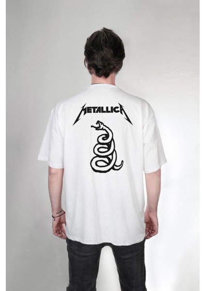 Metallica Albüm Temalı Ön Sırt Özel Tasarım Baskılı Oversize Unisex Tişört