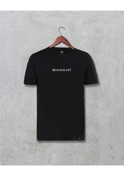 Braveheart Cesur Yürek Yazılı Baskılı Unisex Siyah Tişört