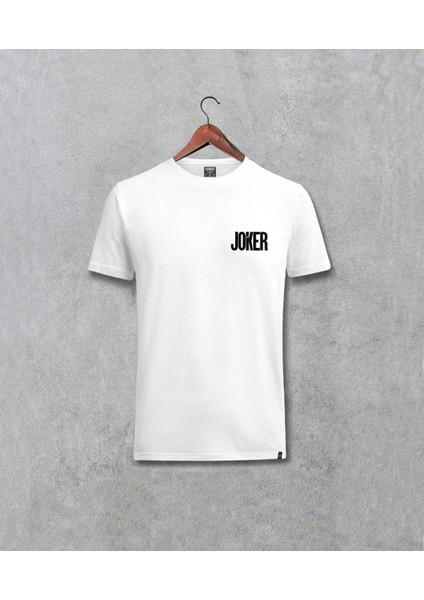 Joker Logo Yazılı Minimal Baskılı Unisex Beyaz Tişört