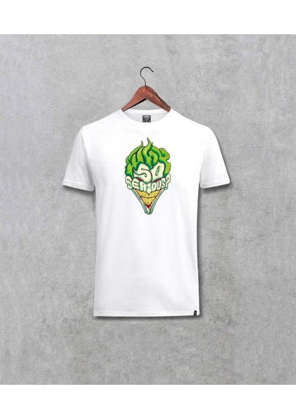 Joker Why So Serious Tasarım Baskılı Unisex Beyaz Tişört