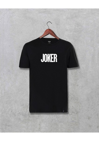 Joker Logo Tasarım Yazılı Baskılı Unisex Siyah Tişört