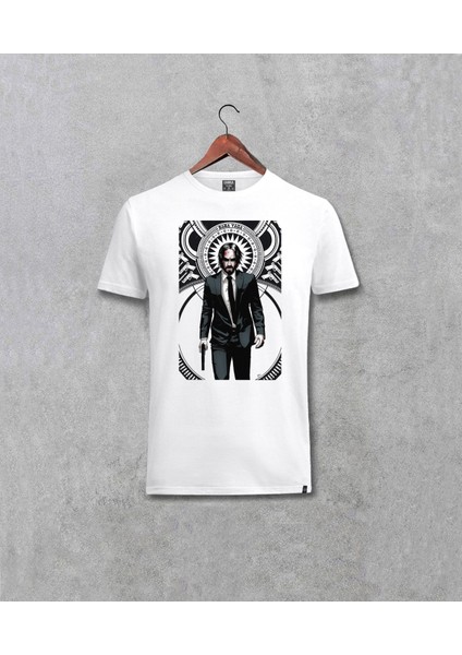 John Wick Özel Tasarım Baskılı Unisex Beyaz Tişört