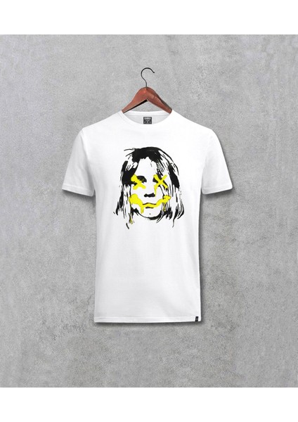 Nirvana Kurt Cobain Özel Tasarım Baskılı Beyaz Tişört