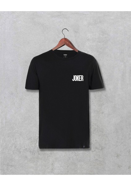 Joker Logo Yazılı Minimal Baskılı Unisex Siyah Tişört