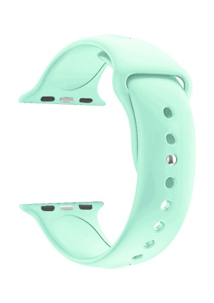 Apple Watch Seri 4 5 6 Için 44 mm Small Beden(S/m Size) Spor Silikon Kordon(54 Farklı Renk) Su Yeşili