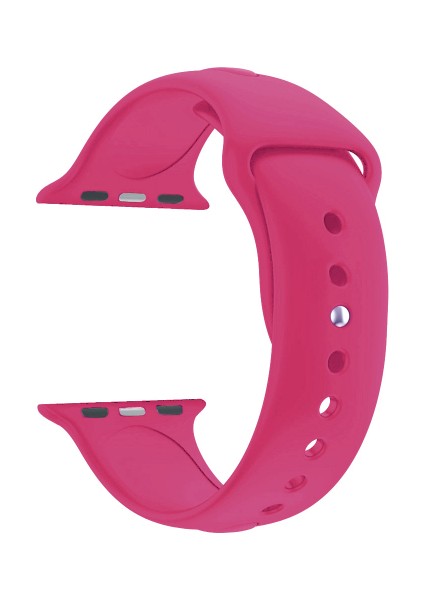 Apple Watch Seri 4 5 6 Için 44 mm Small Beden(S/m Size) Spor Silikon Kordon(54 Farklı Renk) Koyu Pembe