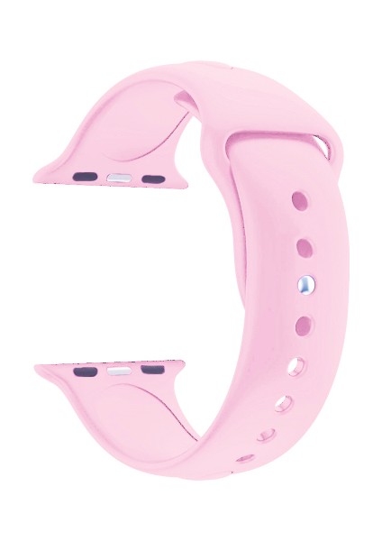 Apple Watch Seri 1 2 3 Için 38 mm Small Beden(S/m Size) Spor Silikon Kordon(54 Farklı Renk) Pembe