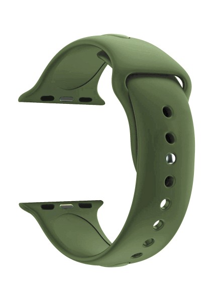 Apple Watch Seri 1 2 3 Için 38 mm Small Beden(S/m Size) Spor Silikon Kordon(54 Farklı Renk) Asker Yeşili