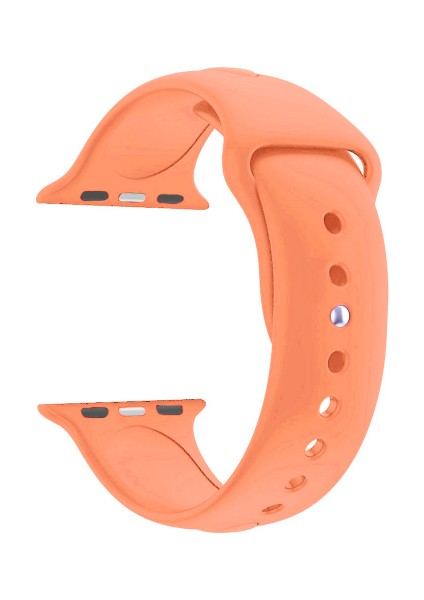 Apple Watch Seri 1 2 3 Için 38 mm Small Beden(S/m Size) Spor Silikon Kordon(54 Farklı Renk) Açık Nektarin