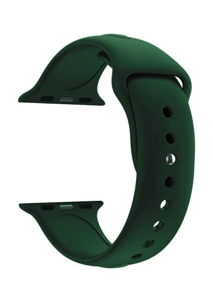 Apple Watch Seri 1 2 3 Için 38 mm Small Beden(S/m Size) Spor Silikon Kordon(54 Farklı Renk) Pine Green(Çam Yeşili)