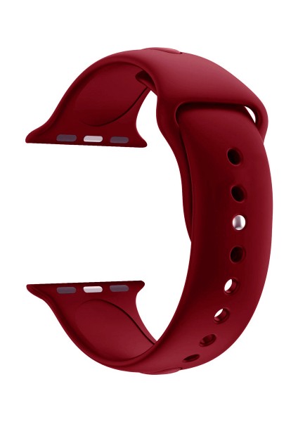 Apple Watch Seri 1 2 3 Için 38 mm Small Beden(S/m Size) Spor Silikon Kordon(54 Farklı Renk) Bordo