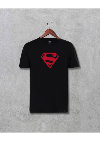 Superman Süpermen Kırmızı Logo Baskılı Unisex Tişört