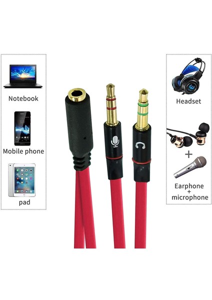 2 Erkek 1 Dişi 3.5mm Kulaklık Mikrofon Ayırıcı Pc Dizüstü Mic Audio Y Splitter Kablosu Headset modelleri