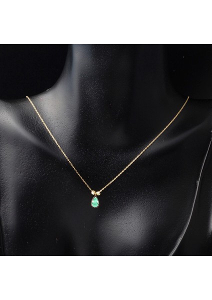 Yeşil Damla Taşlı 14 Ayar Altın Kolye fiyatları