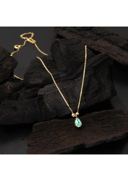 Yeşil Damla Taşlı 14 Ayar Altın Kolye fırsatları