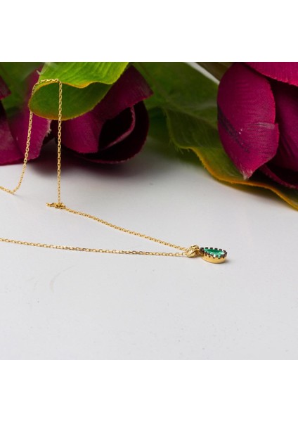 Yeşil Damla Taşlı 14 Ayar Altın Kolye indirimleri