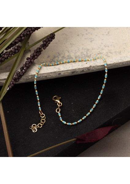 Turkuaz Mineli 14 Ayar Altın Bileklik modelleri