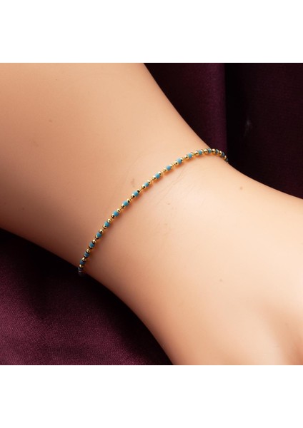 Turkuaz Mineli 14 Ayar Altın Bileklik fırsatları