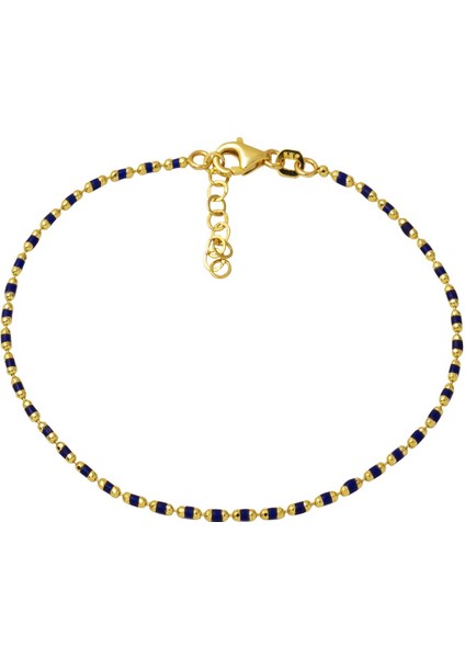 Lacivert Mineli 14 Ayar Altın Bileklik
