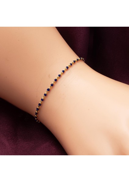 Lacivert Mineli 14 Ayar Altın Bileklik fırsatları