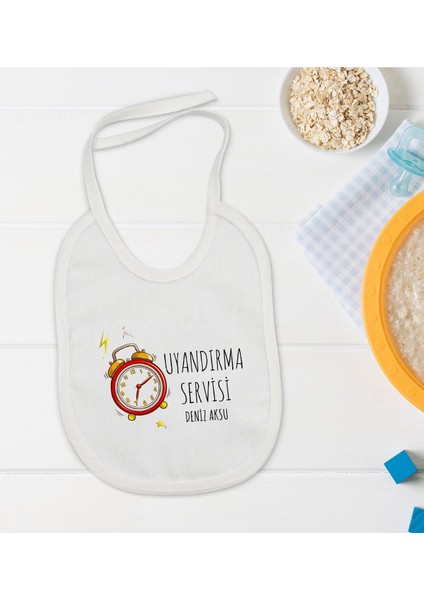 Kids Kişiye Özel Uyandırma Servisi Tasarımlı Bebek Mama Önlüğü - Model 1
