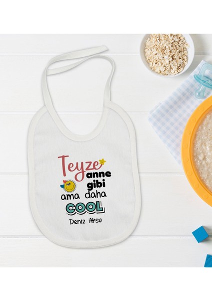 Kids Kişiye Özel Teyze Anne Gibi Tasarımlı Bebek Mama Önlüğü - Model 1