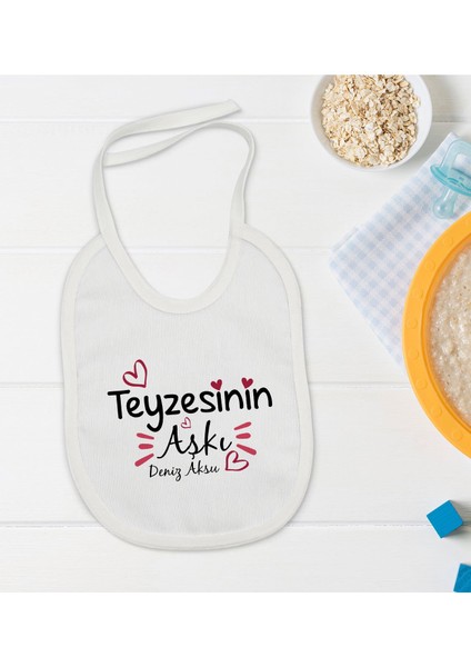 Kids Kişiye Özel Teyzesinin Aşkı Tasarımlı Bebek Mama Önlüğü - Model 1