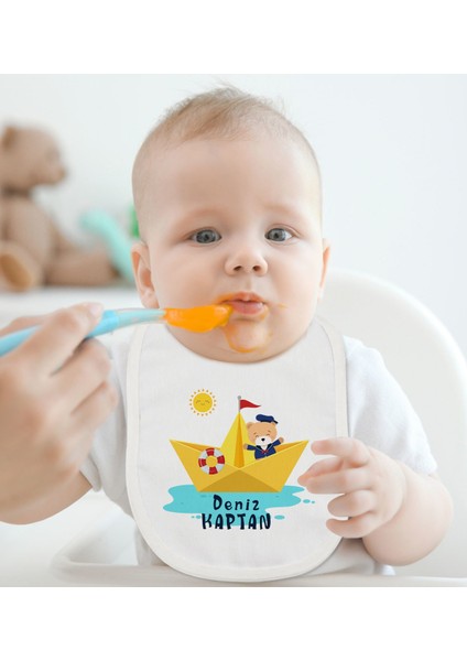 Kids Kişiye Özel Sevimli Kaptan Tasarımlı Bebek Mama Önlüğü - Model 1 fiyatları