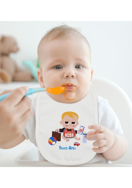 Kids Kişiye Özel Little Boss Tasarımlı Bebek Mama Önlüğü - Model 1 fiyatları