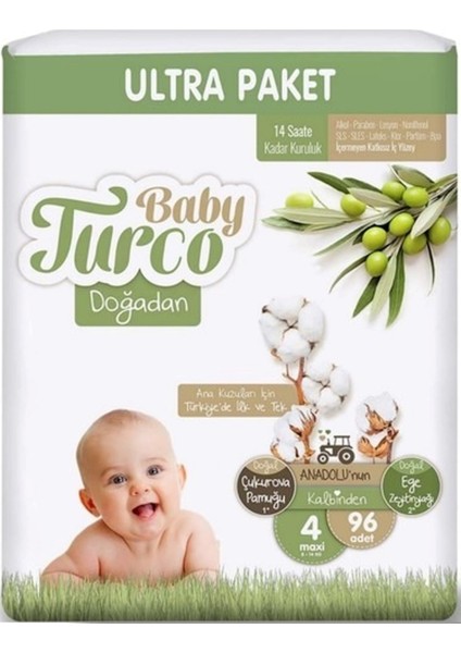 Bebek Bezi Doğadan Beden:4 8-14 kg Maxi Ultra Ekonomik Paket 192'li fiyatları