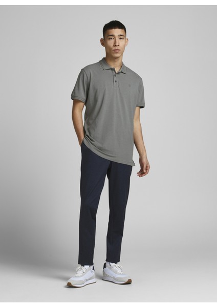 Düz Gri Erkek Polo T-Shirt 12184709_JPRBLALOGO Sprıng Ss Polo