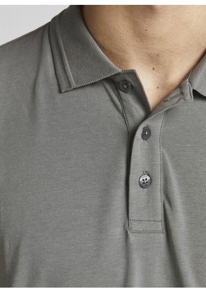 Düz Gri Erkek Polo T-Shirt 12184709_JPRBLALOGO Sprıng Ss Polo