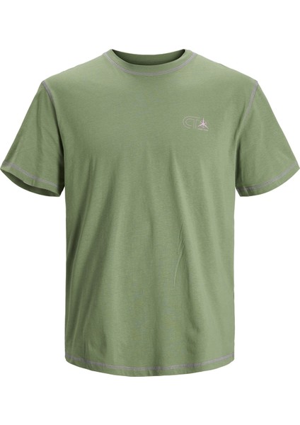 Jack & Jones Bisiklet Yaka Baskılı Açık Yeşil Erkek T-Shirt 12210422_JCODESERT Trek Tee