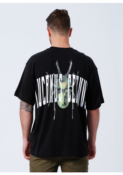 Oversize Siyah Erkek T-Shirt - 22022638_ONSGARTH Ovz Beetle Ss Tee