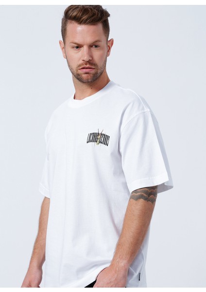Oversize Açık Beyaz Erkek T-Shirt - 22022638_ONSGARTH Ovz Beetle Ss Tee