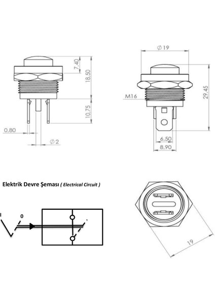 Minik Metal Buton Terminalli - Kırmızı Renk