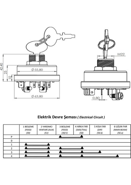 Fiat 415/450/480/640/54C Serisi - Kontak Far Anahtarı 5118433