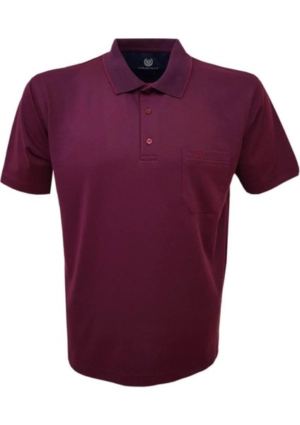 Erkek Bordo Kısa Kol Cepli T-Shirt 2279